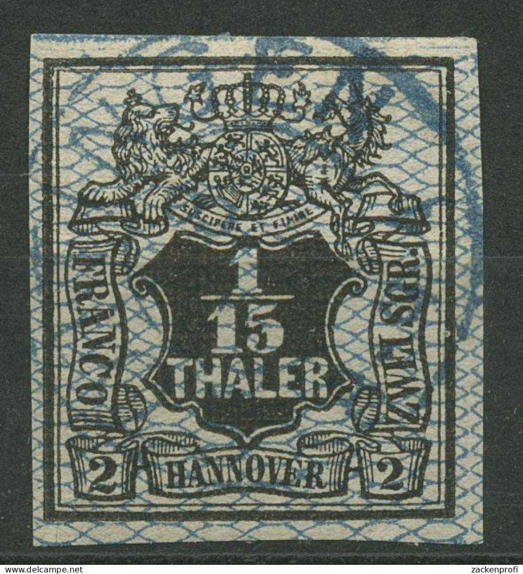 Hannover 1856 Wertschild Wappen 1/15 Th M. Netzunterdruck, 11 Gestempelt - Hanovre