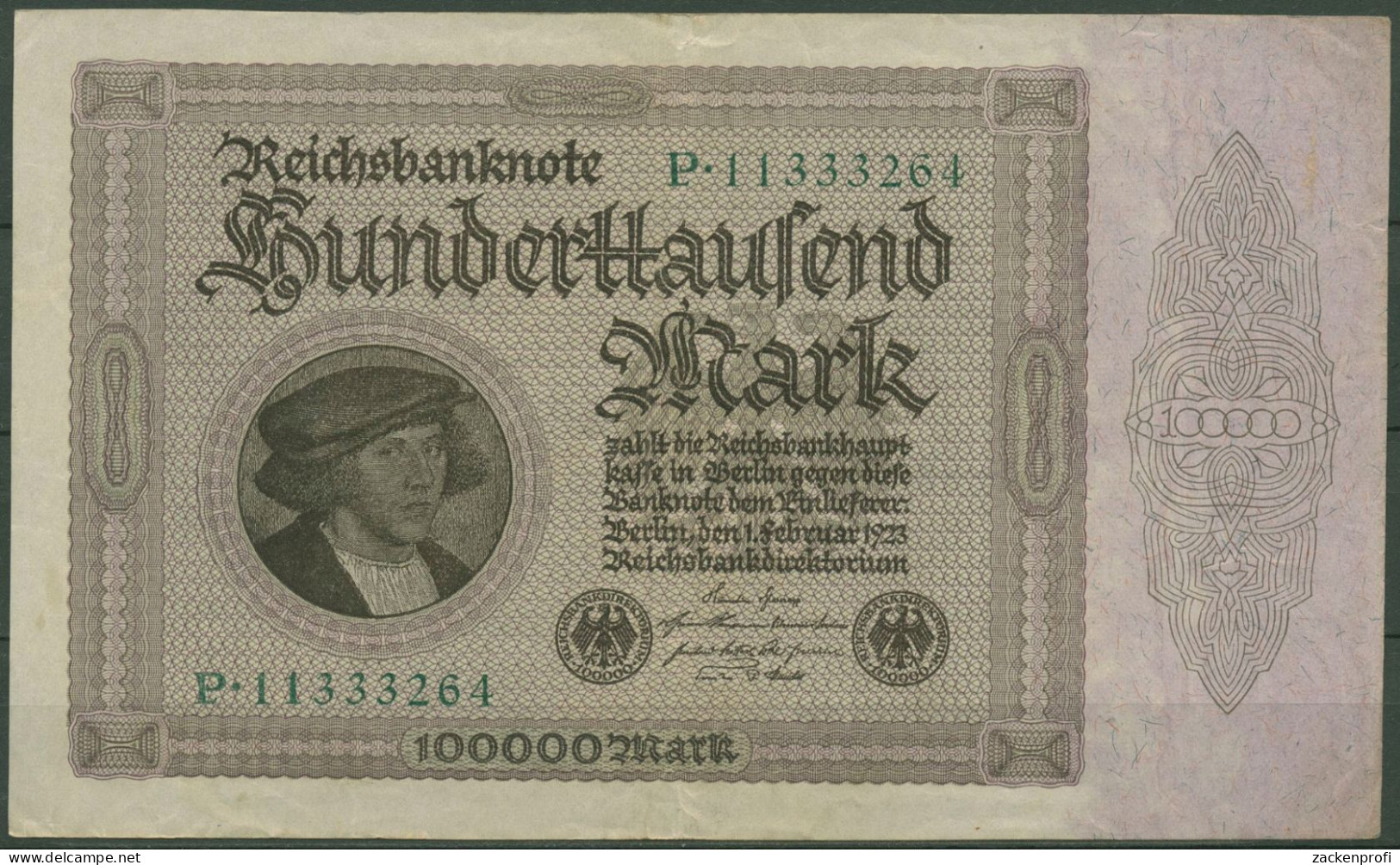 Dt. Reich 100000 Mark 1923, DEU-93a Serie P, Leicht Gebraucht (K1384) - 100000 Mark