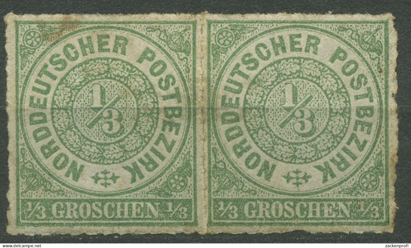 Norddeutscher Postbezirk NDP 1868 1/3 Groschen 2 Waag. Paar Mit Falz, Fleckig - Used