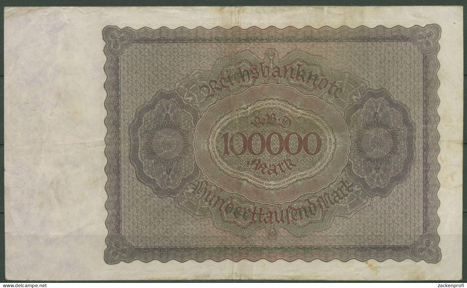 Dt. Reich 100000 Mark 1923, DEU-93a Serie Q, Gebraucht (K1386) - 100000 Mark