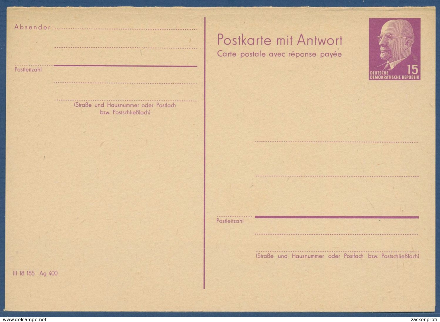 DDR 1966 Walter Ulbricht Postkarte Mit Antwort P 78 Ungebraucht (X40939) - Cartes Postales - Neuves