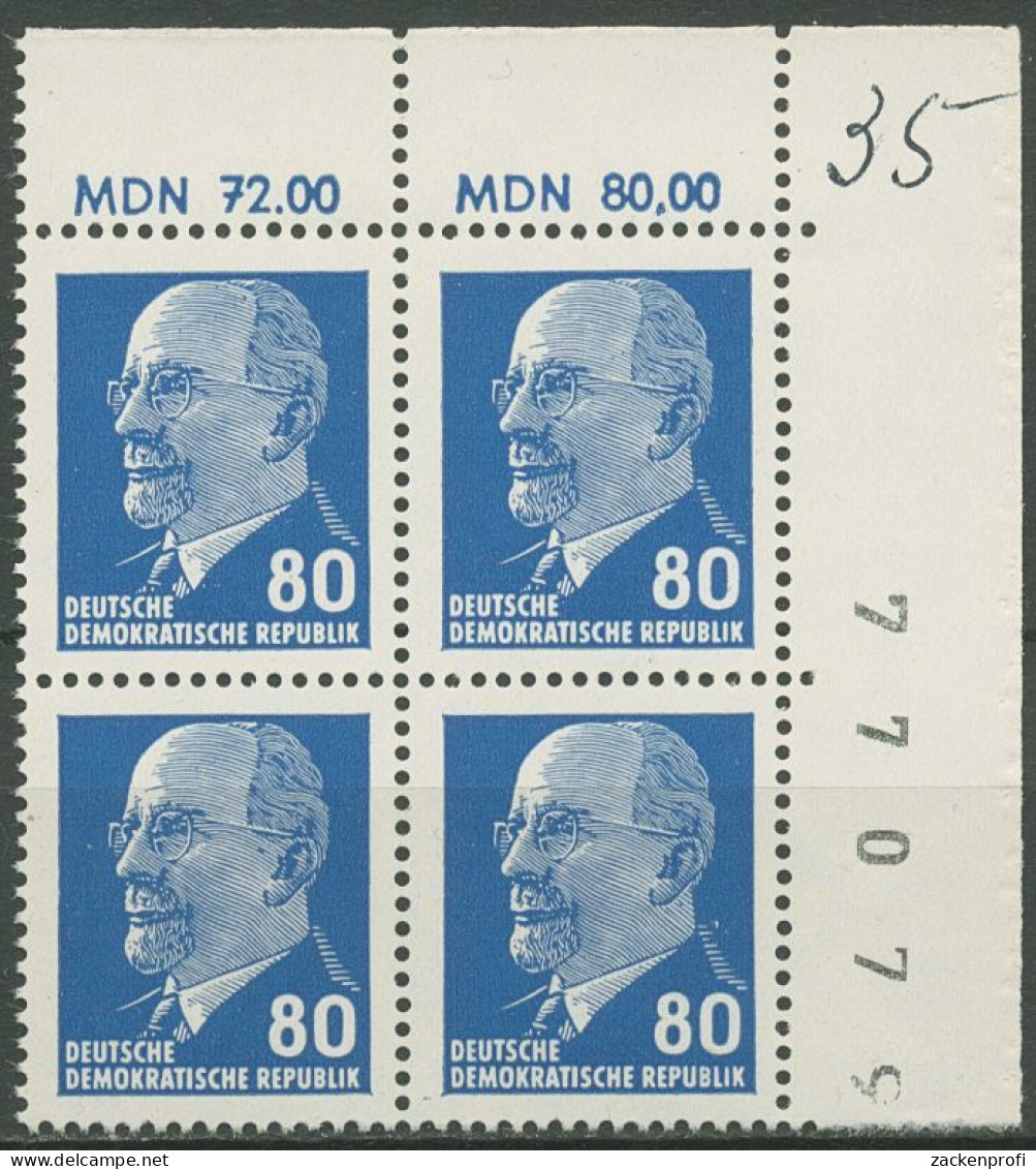 DDR 1967 Walter Ulbricht 1331 Ax I OR 2 4er-Block Ecke 2 Postfrisch - Unused Stamps