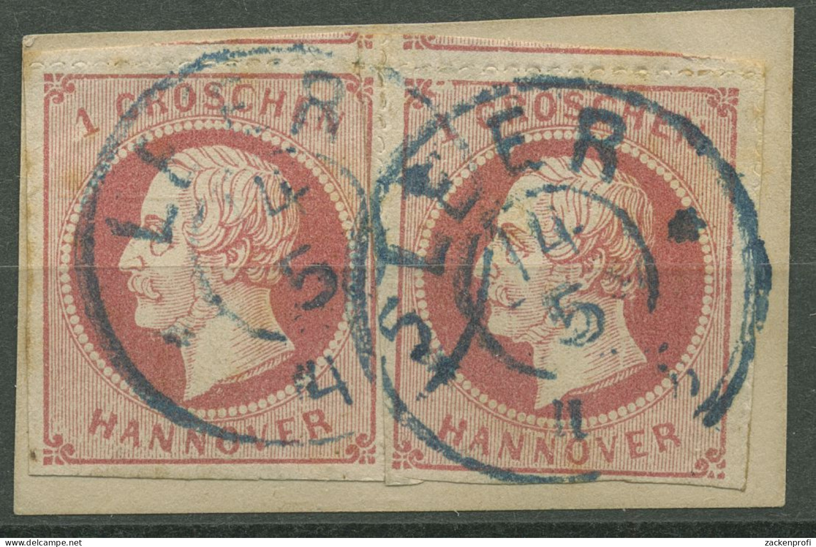 Hannover 1864 König Georg V. 1 Gr, 23 Y (2) Mit K2-Stpl. LEER, Briefstück - Hanover