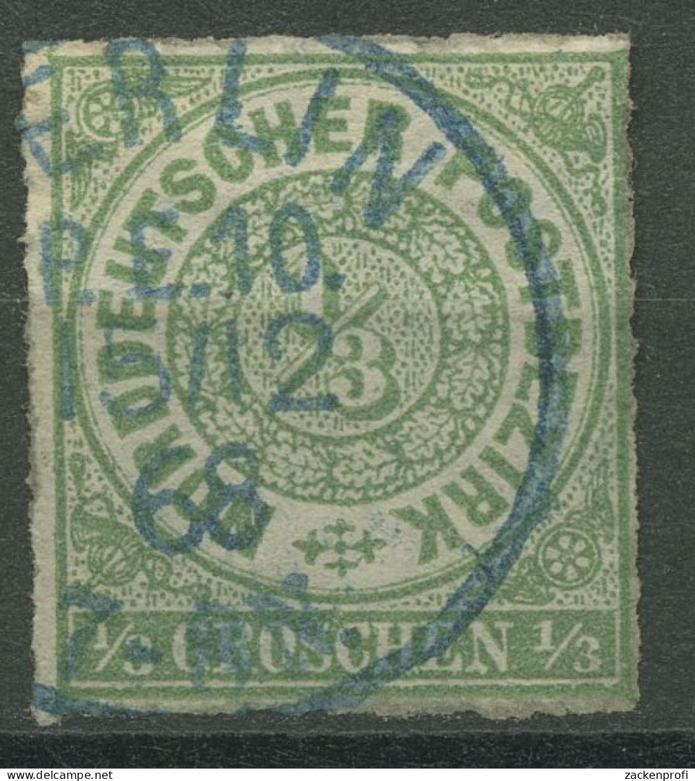 Norddeutscher Postbezirk NDP 1868 1/3 Gr. 2 Mit PR-K1-Stpl. BERLIN P.E.10. Blau - Gebraucht