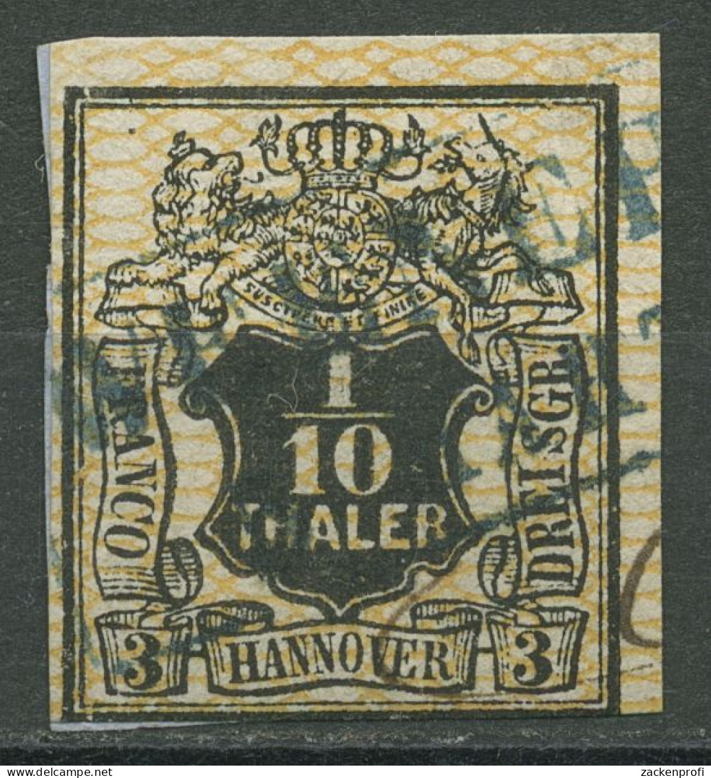 Hannover 1856 Wertschild Wappen 1/10 Th Netzunterdruck, 12 Gestemp. Briefstück - Hannover