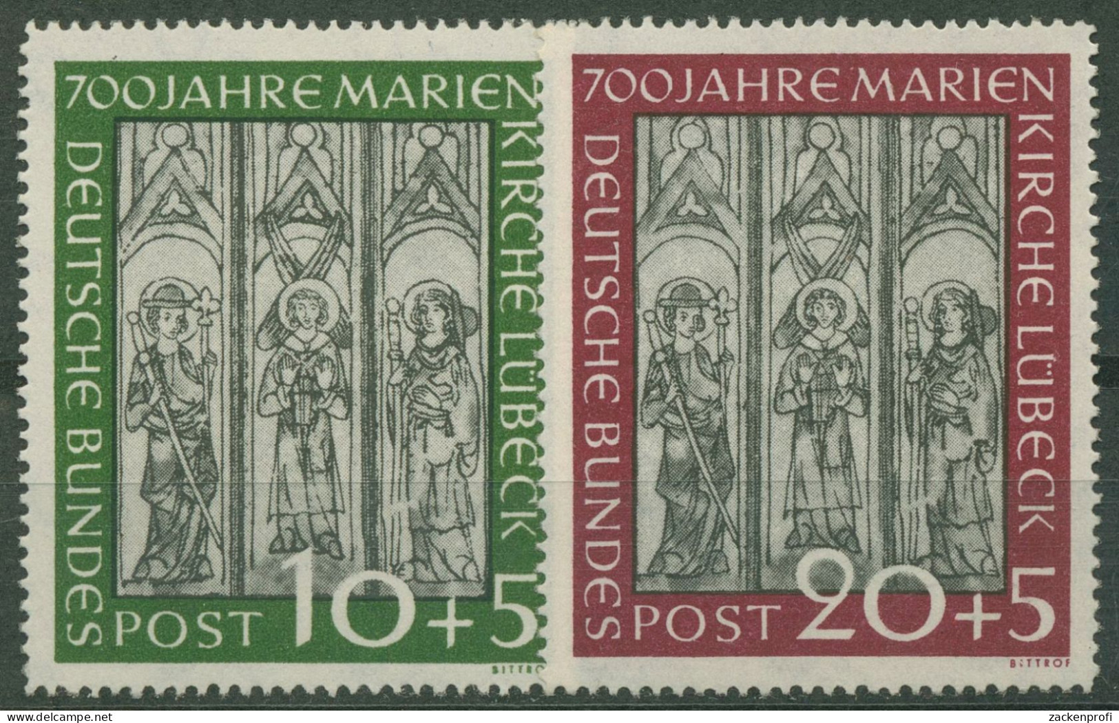 Bund 1951 700 Jahre Marienkirche Lübeck 139/40 Mit Neugummierung (R81057) - Neufs