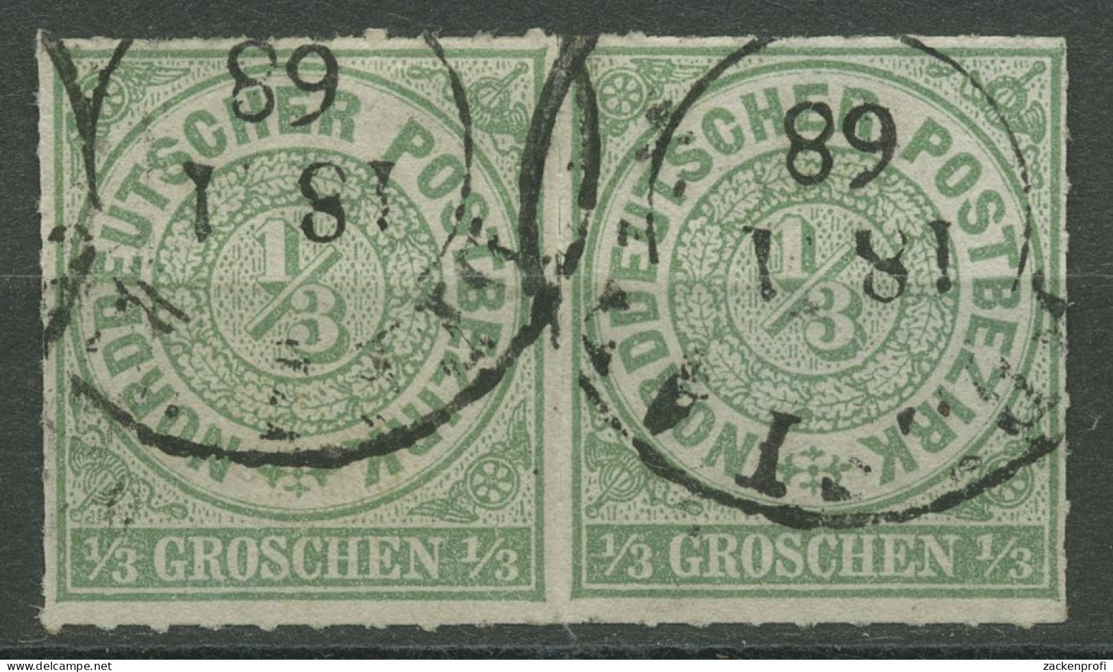 Norddeutscher Postbezirk NDP 1868 1/3 Groschen 2 Waagerechtes Paar Gestempelt - Oblitérés
