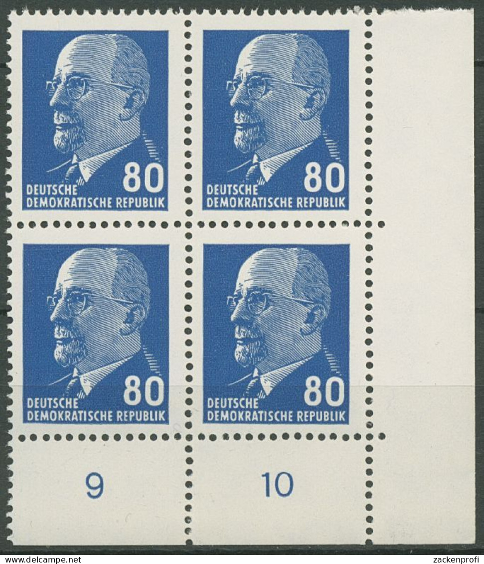 DDR 1967 Walter Ulbricht 1331 Ax II UR 3 4er-Block Ecke 4 Postfrisch - Unused Stamps