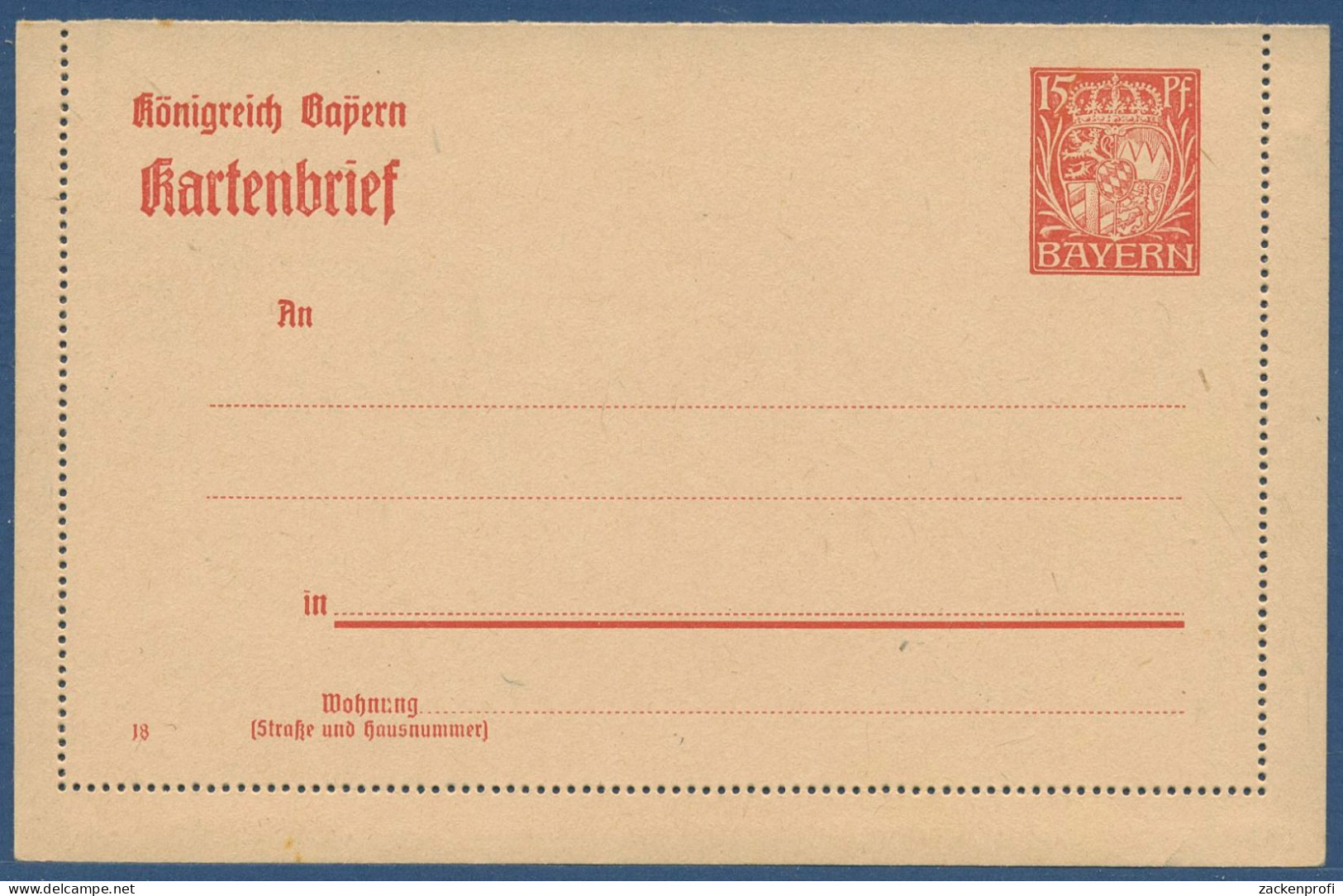 Bayern 1914 Neues Wappen Kartenbrief K 6/03 Ungebraucht (X40951) - Postal  Stationery