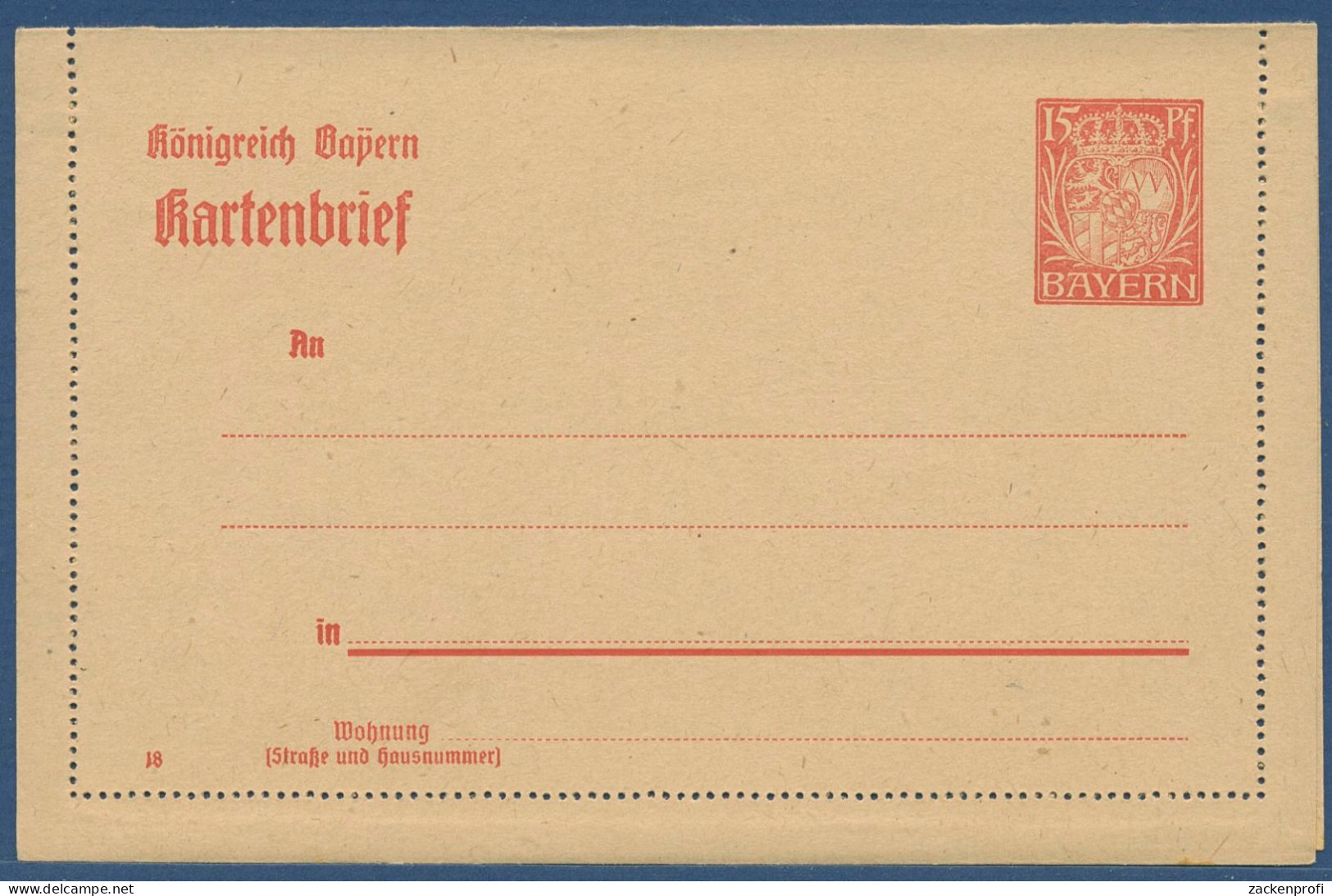 Bayern 1918 Neues Wappen Kartenbrief K 7/01 Ungebraucht (X40952) - Postwaardestukken