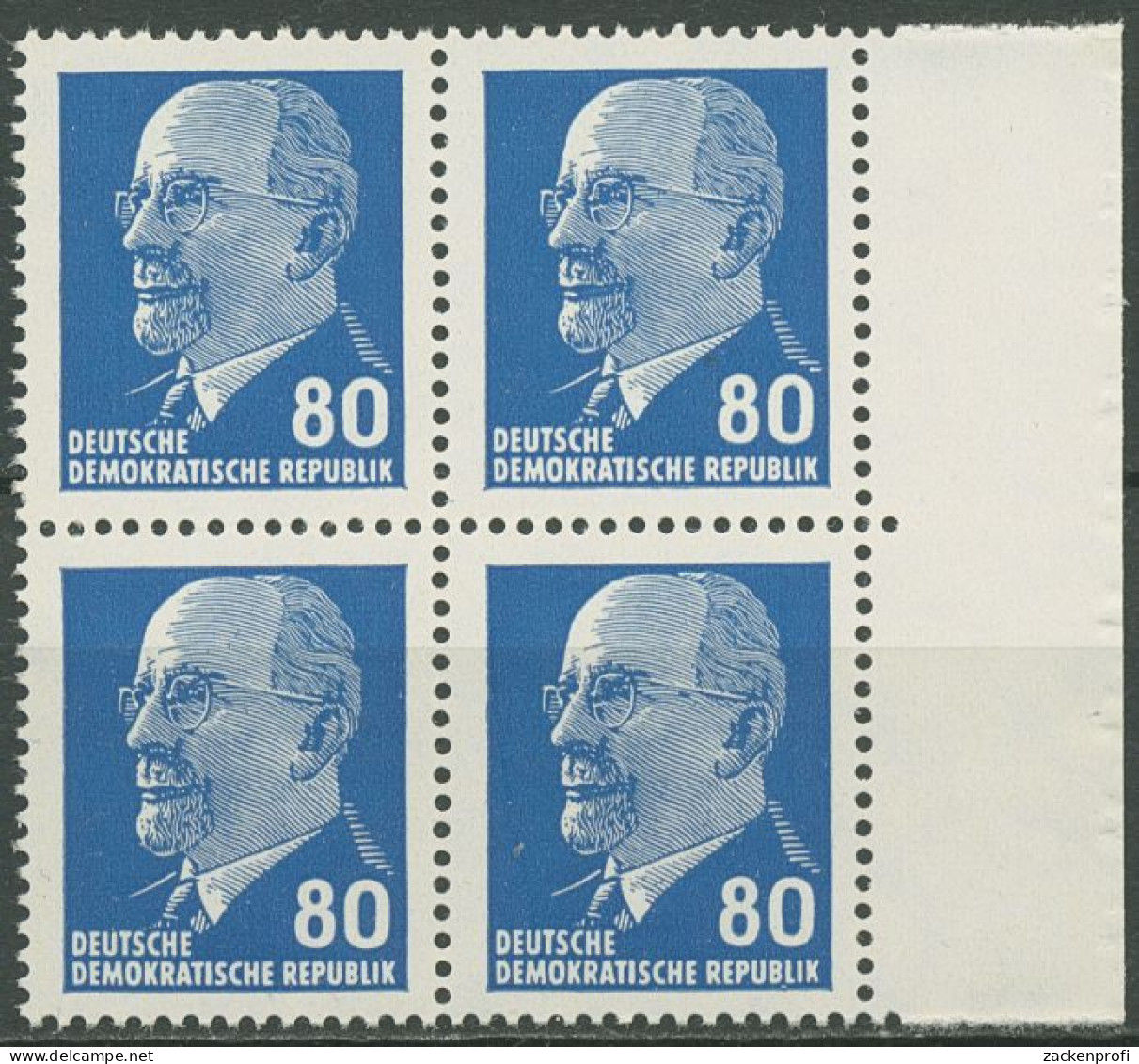 DDR 1967 Walter Ulbricht 1331 Ax I 4er-Block Rand Rechts Postfrisch - Unused Stamps
