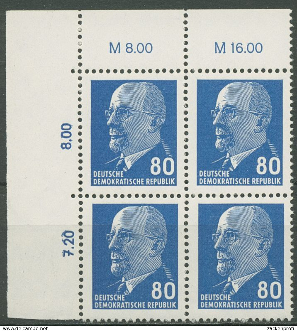 DDR 1967 Walter Ulbricht 1331 Ax II OR 3 4er-Block Ecke 1 Postfrisch - Unused Stamps