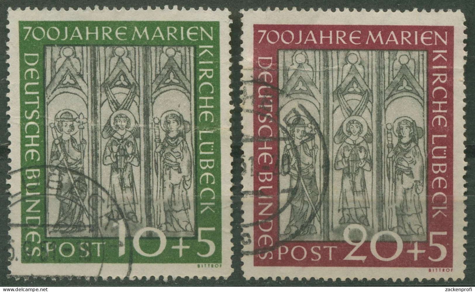 Bund 1951 Marienkirche Lübeck 139/40 Gestempelt, Mängel, Geknickt (R81069) - Used Stamps