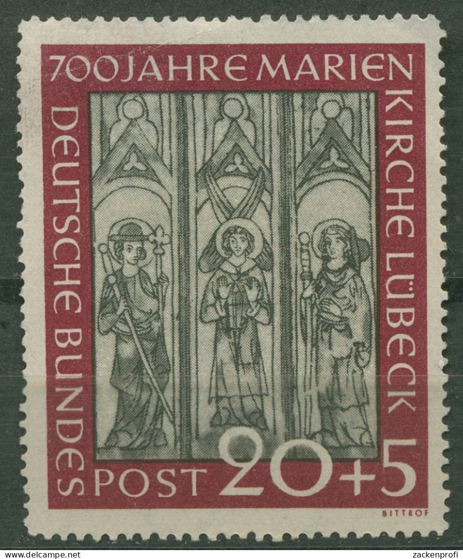 Bund 1951 Marienkirche Lübeck 140 Ohne Gummierung, Knick (R81061) - Ungebraucht