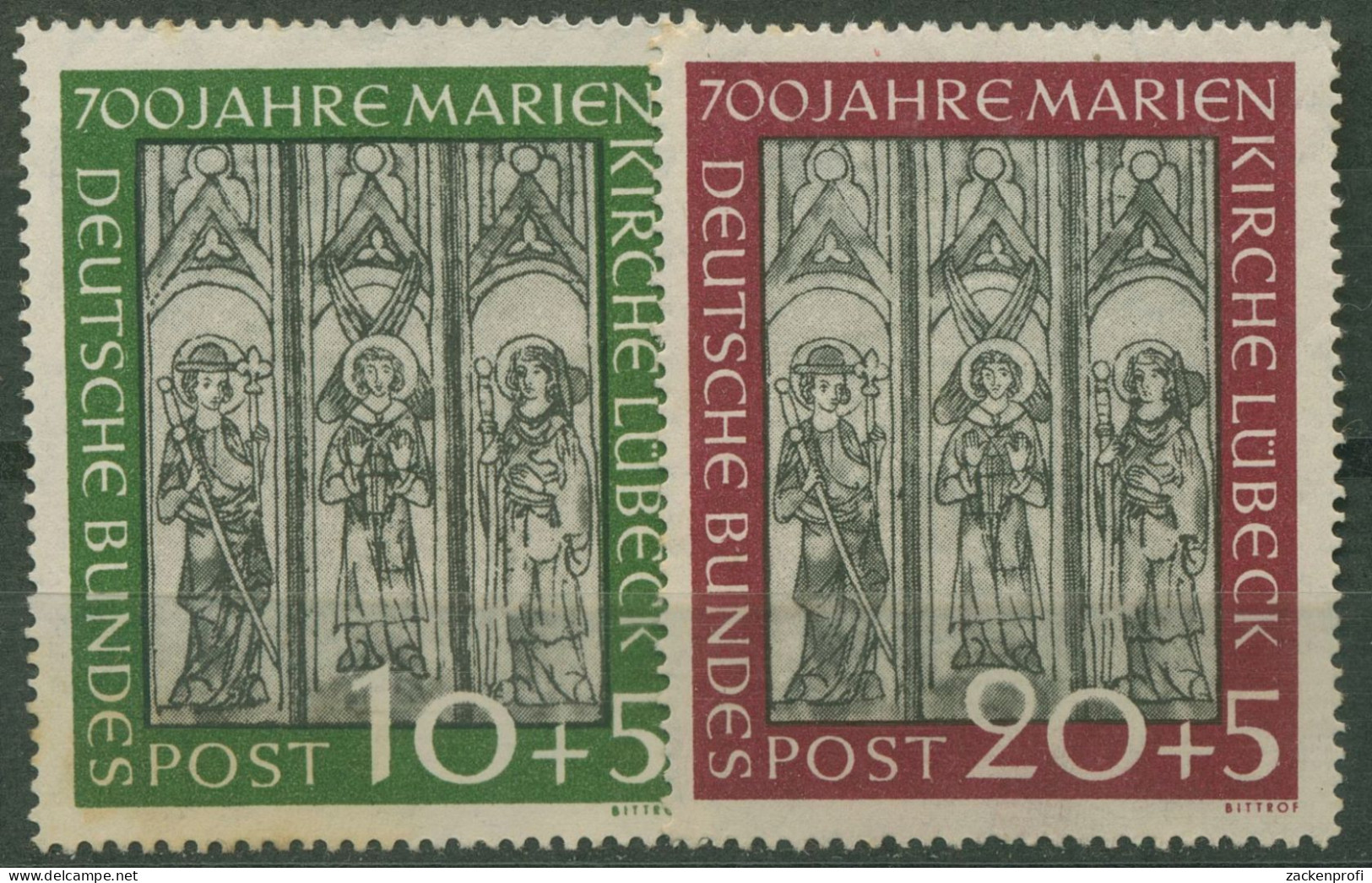 Bund 1951 Marienkirche Lübeck 139/40 Mit Falz, Gummimängel, Fleckig (R81063) - Unused Stamps