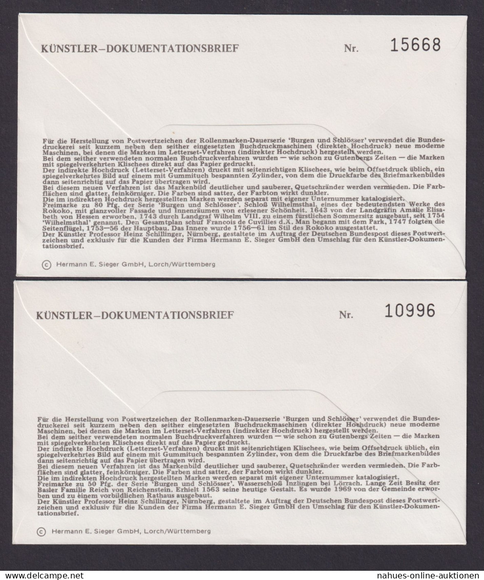 Bund Brief Letterset Burgen & Schlösser 1143 A II Als FDC Selten 6 Stück - Lettres & Documents