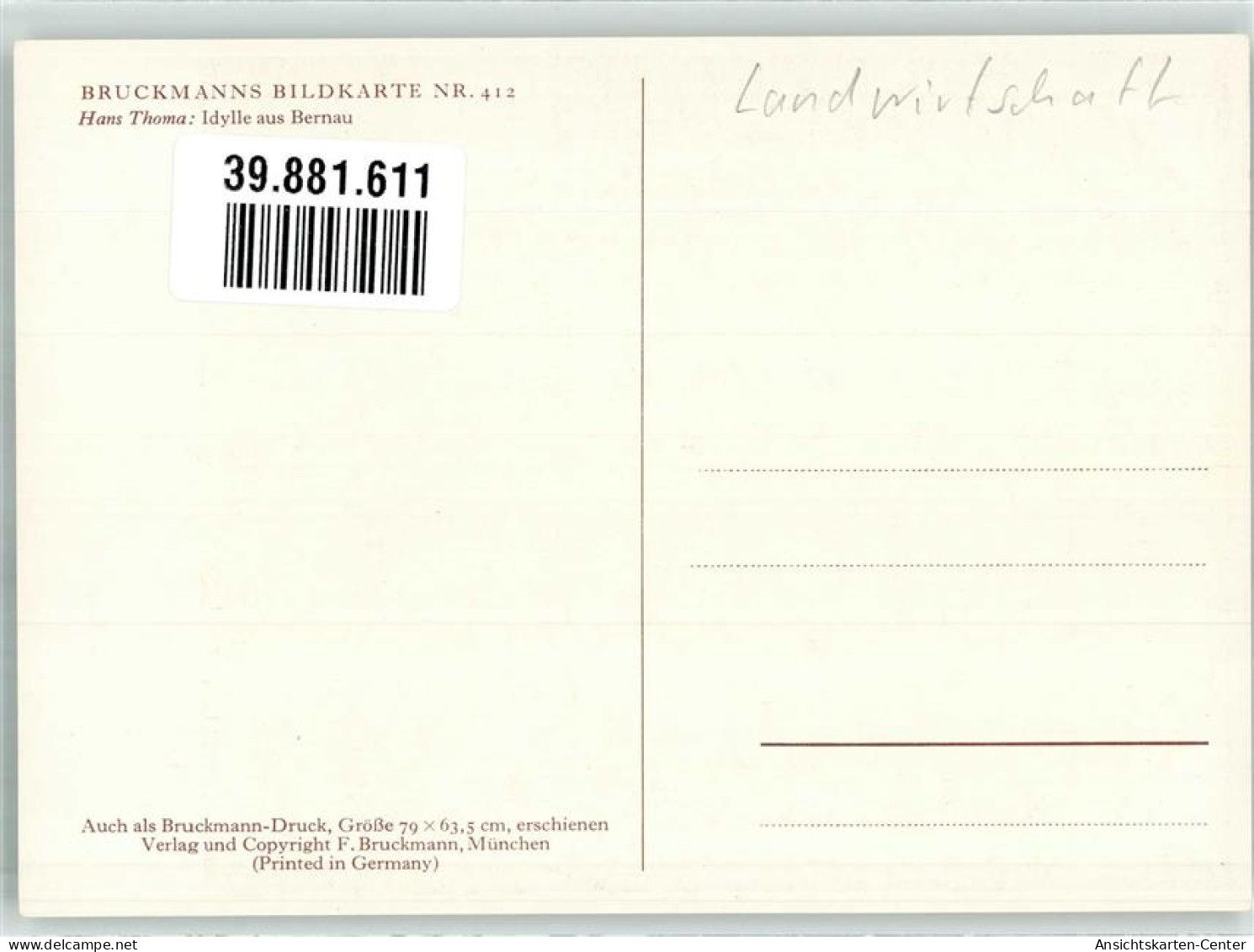 39881611 - Baeuerin Fuettert Die Huehner  Landwirtschaft Bruckmann Bildkarte Nr. 412 - Thoma, Hans