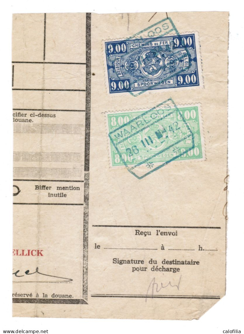 Fragment Bulletin D'expedition, Obliterations Centrale Nettes (vertes), WAARLOOS, R.RARE - Used