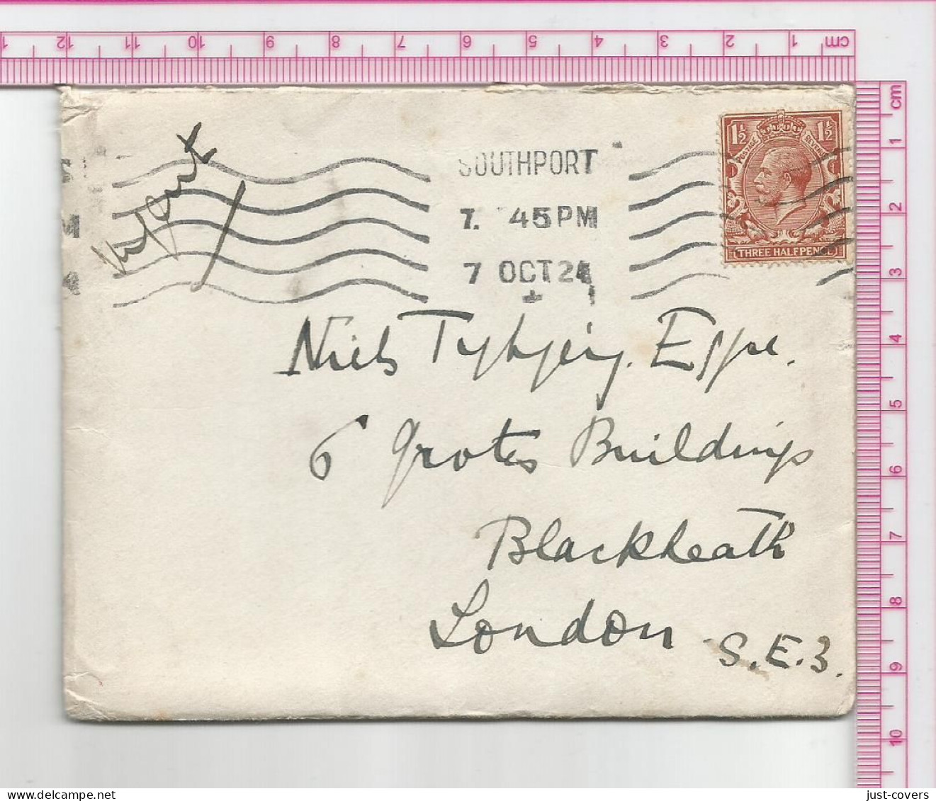 Small Cover With Contents From Southport To London 1924...........................................dr1 - Covers & Documents
