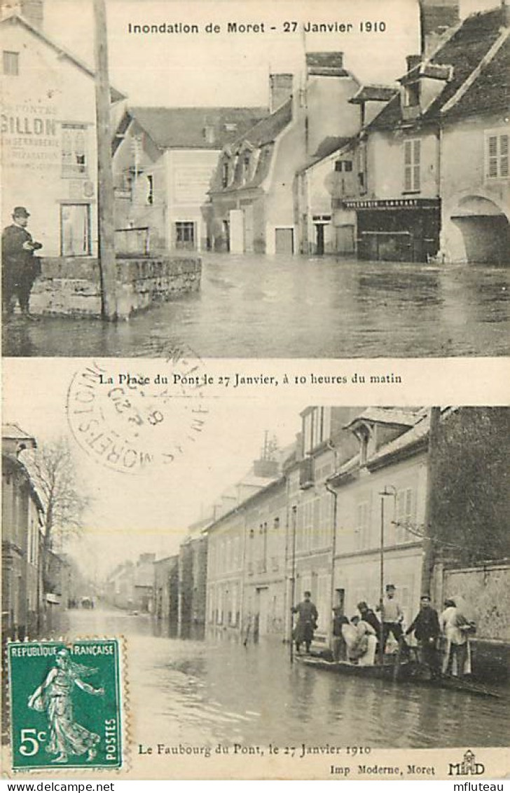 77* MORET Crue 1910  2 Vues            RL08.1138 - Moret Sur Loing