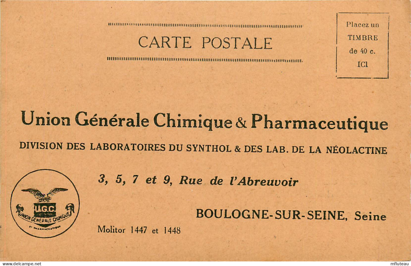 92* BOULOGNE S/SEINE   Union Chimique Et Pharmaceutique    RL10.0412 - Salute