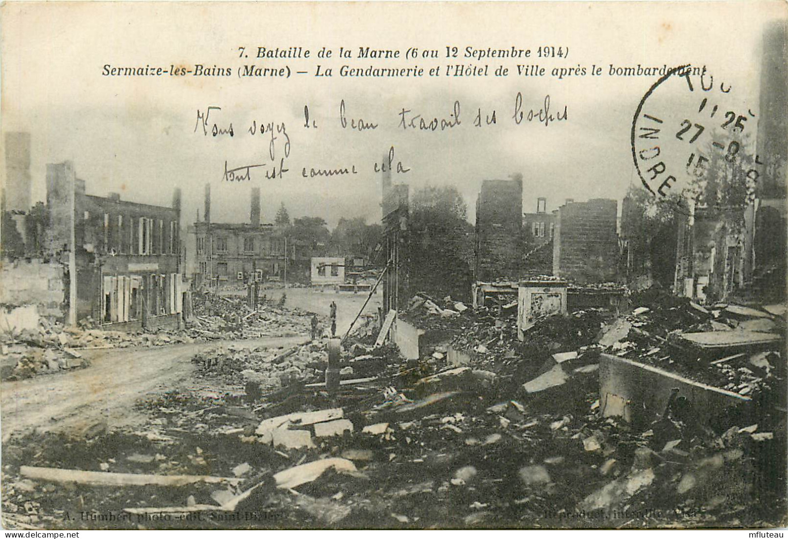 51* SERMAIZE LES BAIS Gendarmerie Et Mairie En Ruines WW1  RL11.0624 - War 1914-18