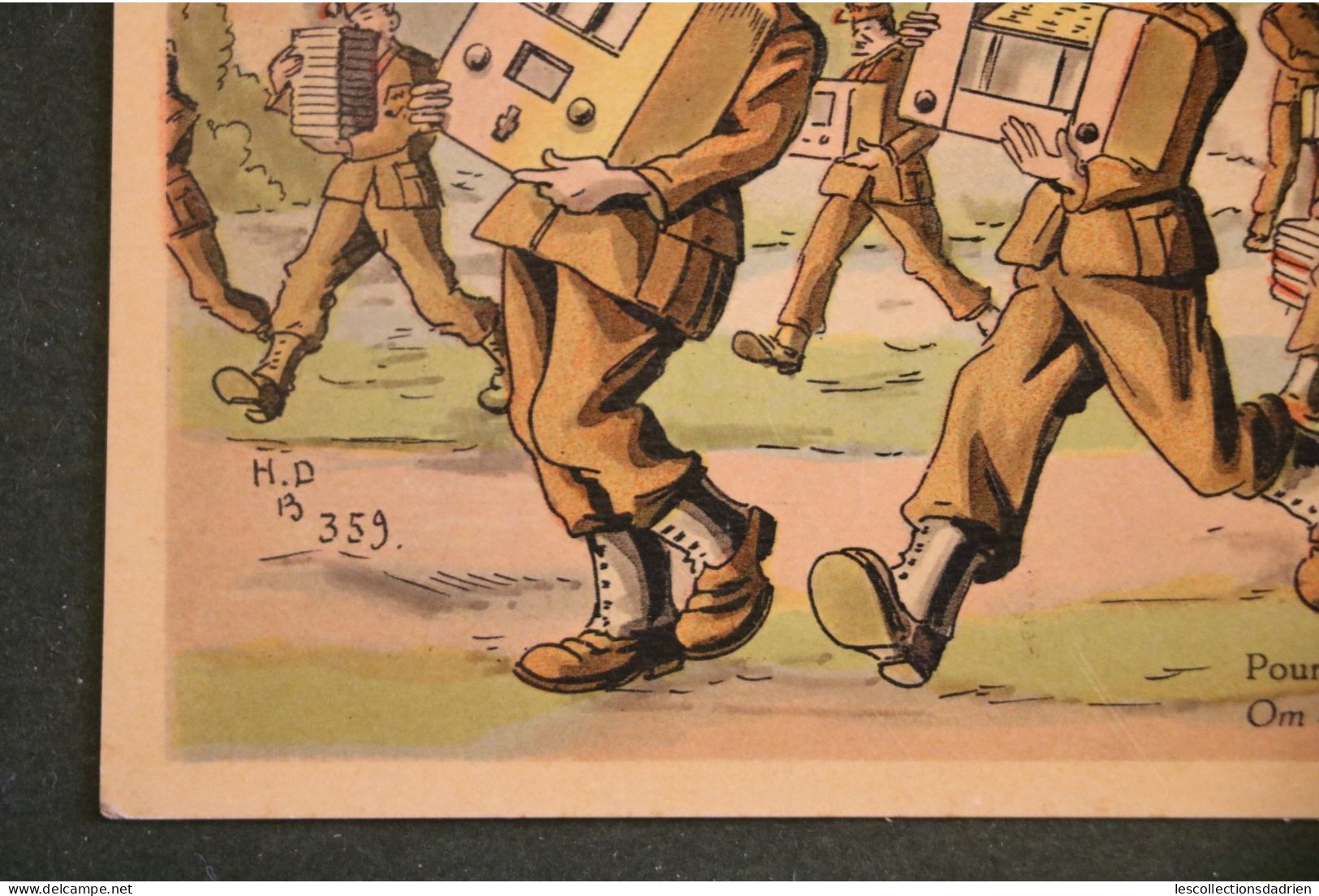 Carte Postale Humorisitque Militaires Soldats Radio Livres Soldaten  H.d B 359 - Humor