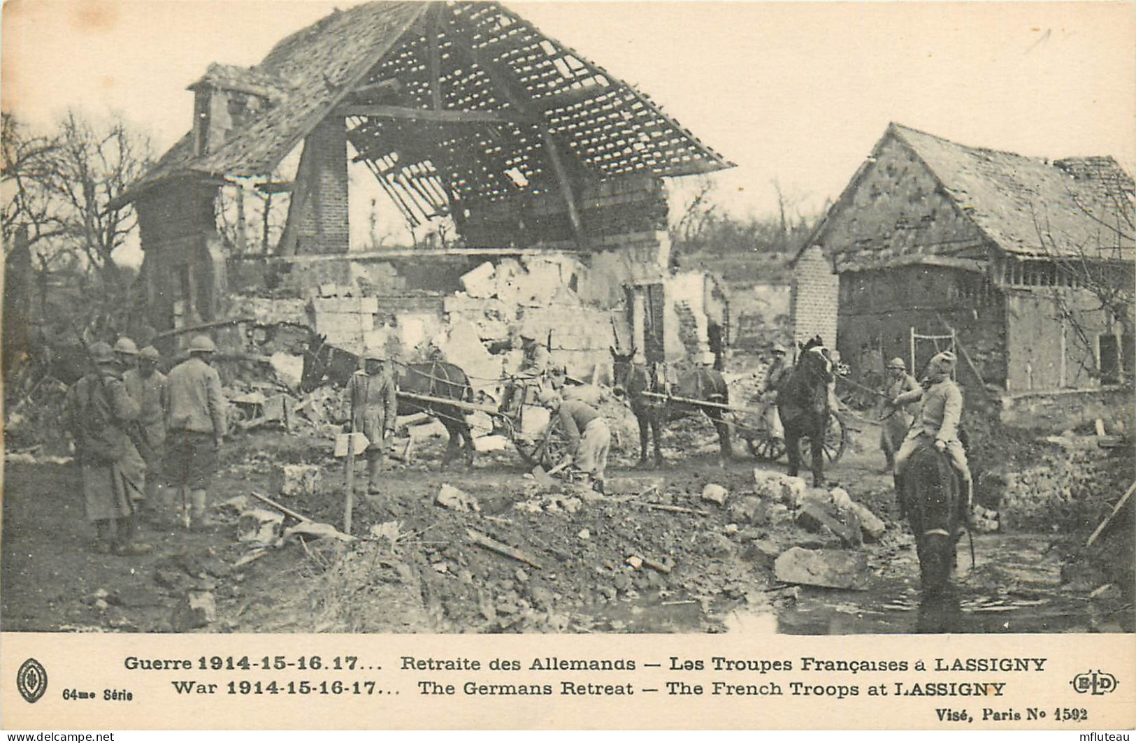 60* LASSIGNY  Ruines  Troupes Francaises WW1     RL11.1152 - War 1914-18