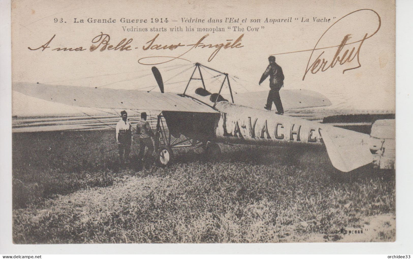 CPA La Grande Guerre 1914 - Védrine (Védrines) Dans L'Est Et Son Appareil "La Vache" (légende Bilingue) - 1914-1918: 1st War