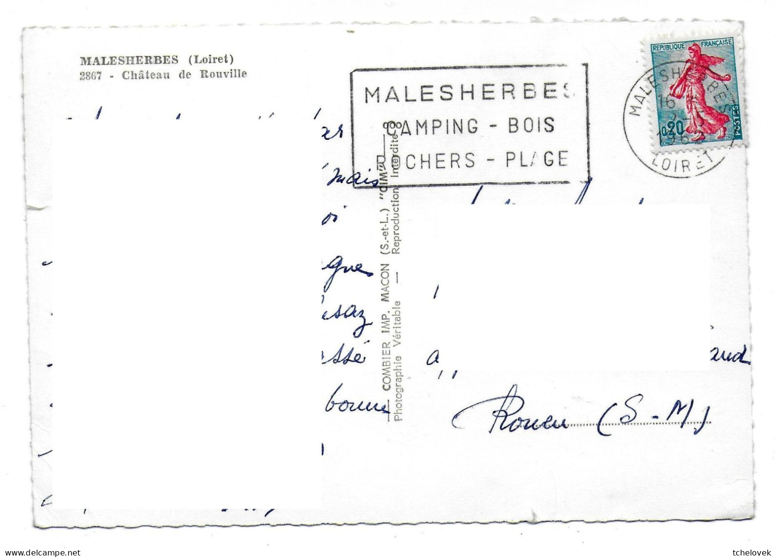 (45). Malesherbes. 2867 écrite 1965 Legere Dechirure 0.5 Cm - Malesherbes