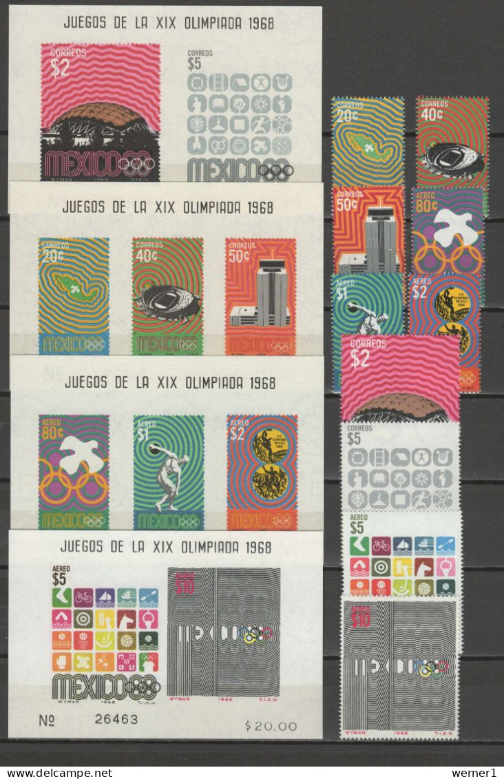 Mexico 1968 Olympic Games Mexico, Set Of 10 + 4 S/s MNH - Summer 1968: Mexico City