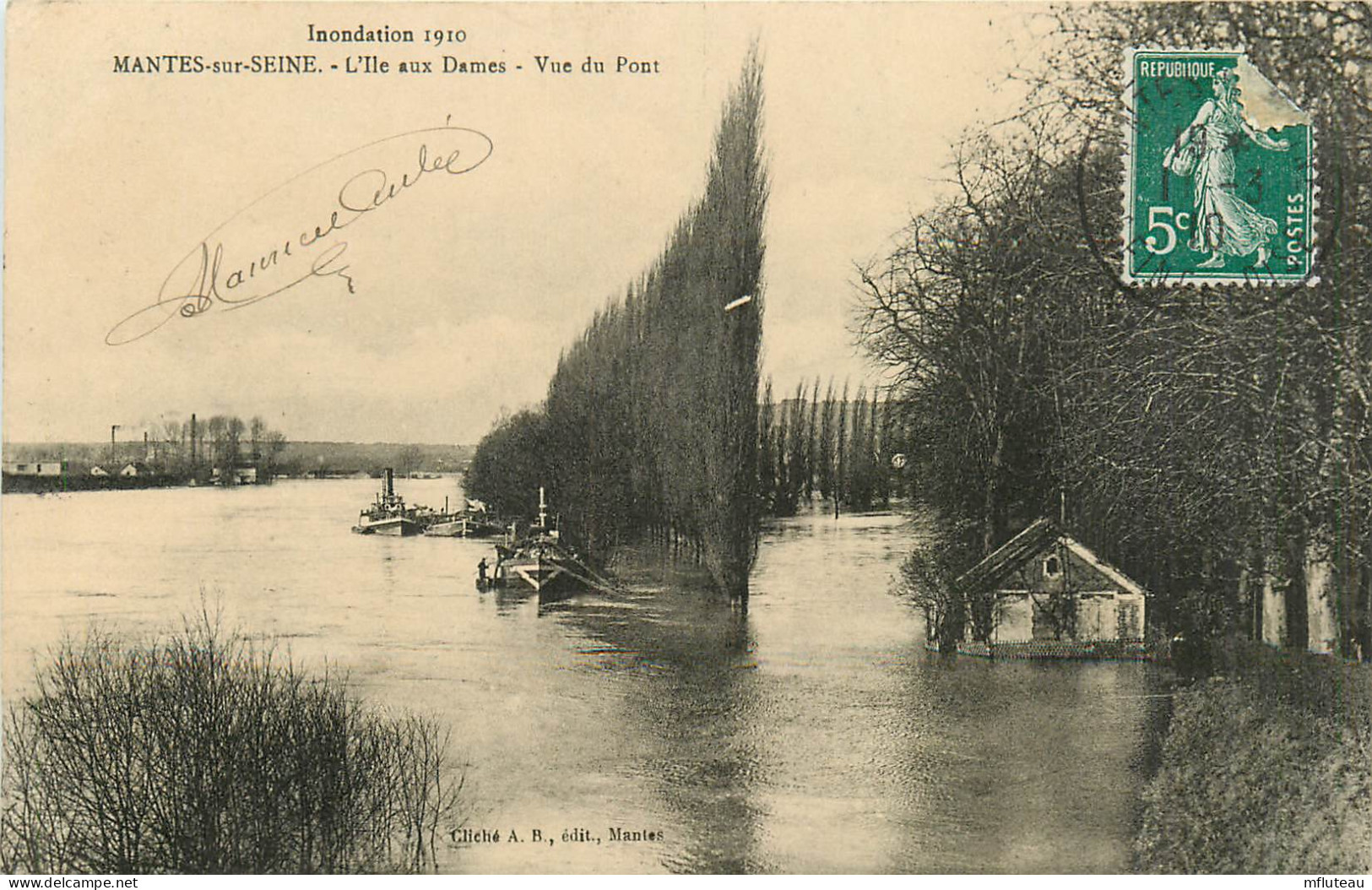 78* MANTES S/SEINE Crue 1910  Ile Aux Dames     RL13.0074 - Mantes La Ville