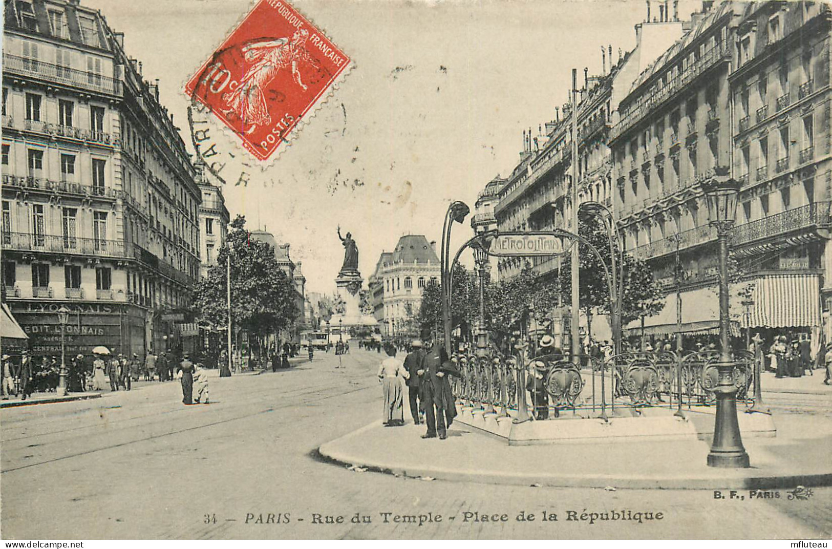 75* PARIS (3)  Rue Du Temple  Place De La Republique      RL27,0187 - Arrondissement: 03