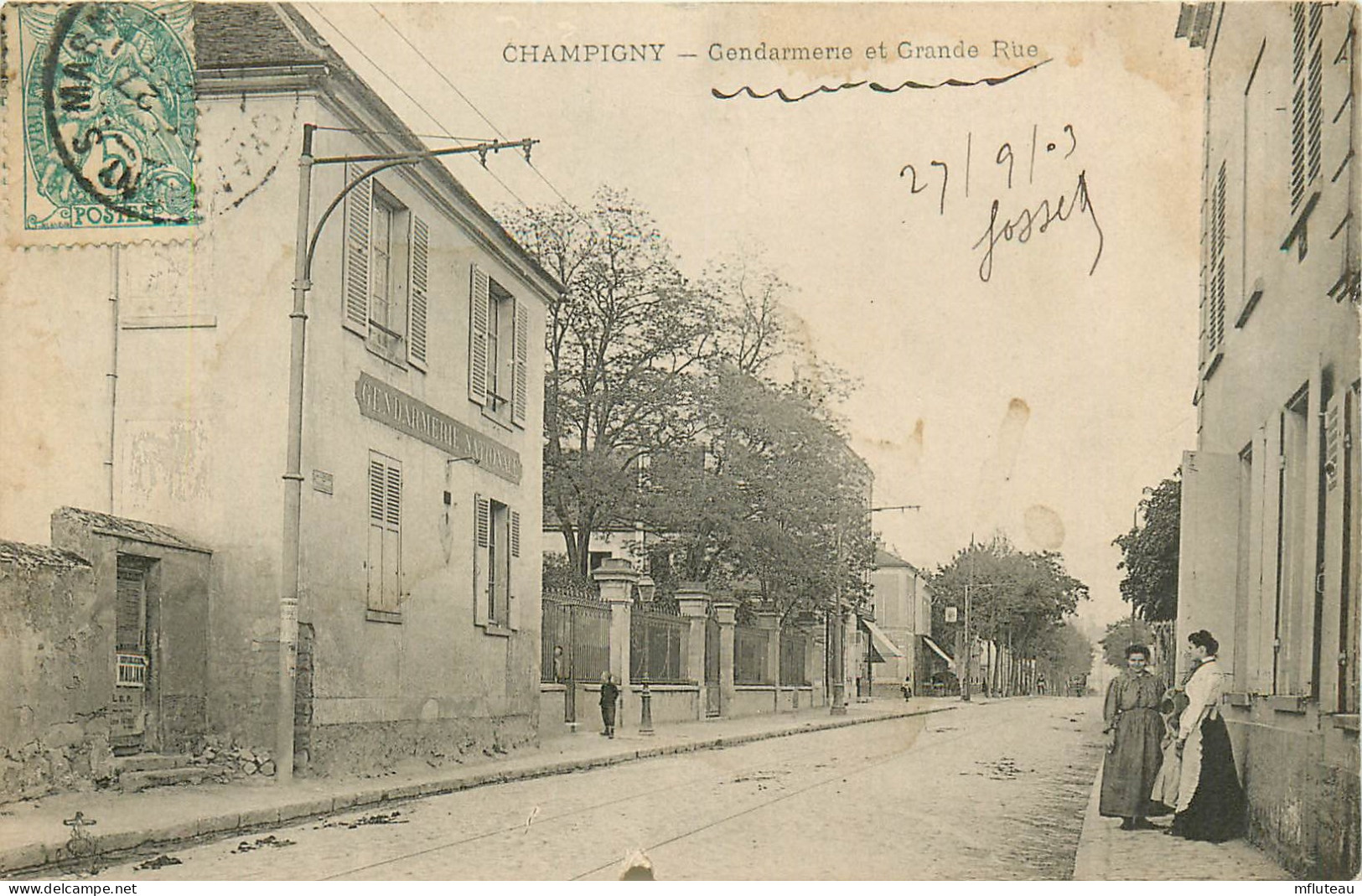 94* CHAMPIGNY    Gendarmerie Et Grande Rue (dechirure En Bas)   RL13.1183 - Police - Gendarmerie