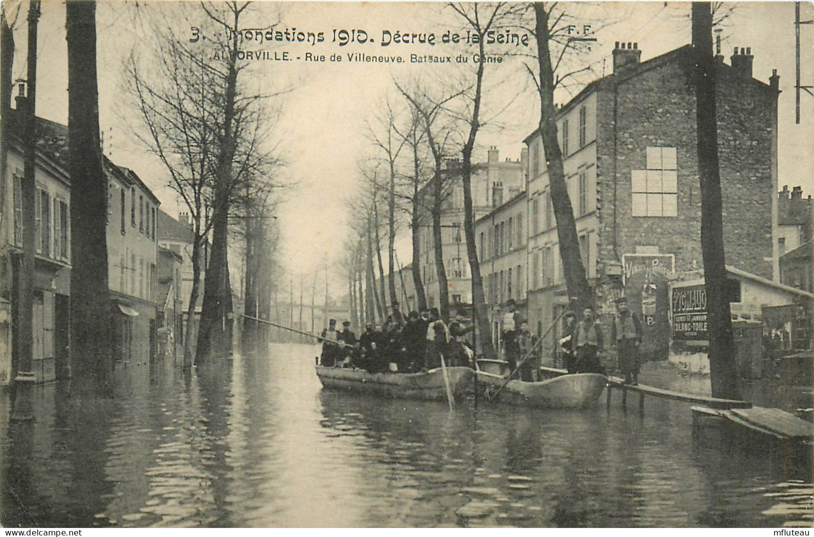 94* ALFORTVILLE  Crue 1910   Rue De Villeneuve  Bateaux Du Genie RL13.1106 - Alfortville