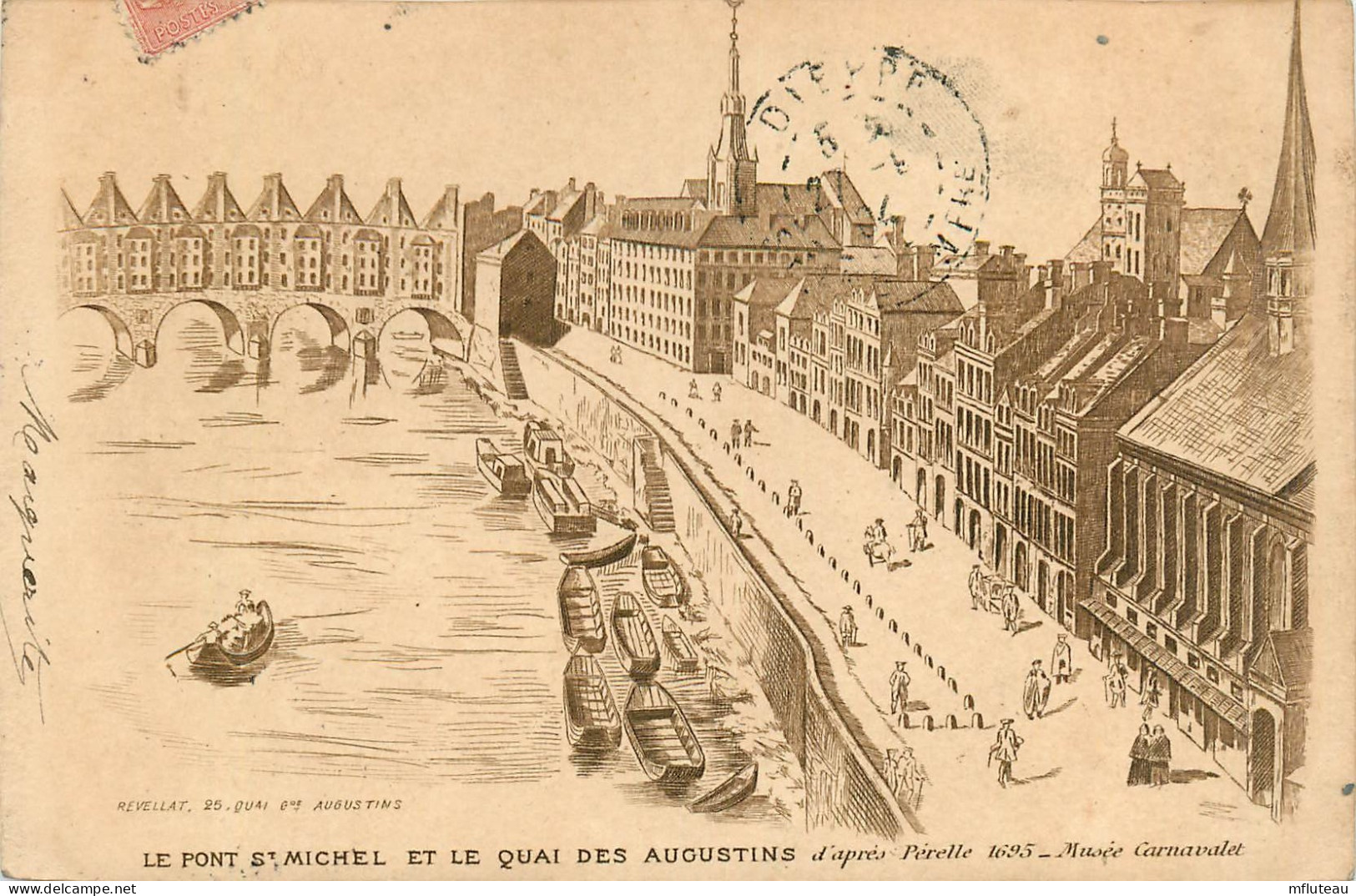 75* PARIS (6)    Pont St Michel  Quai Des Augustins (dessin )     RL27,0306 - Arrondissement: 06
