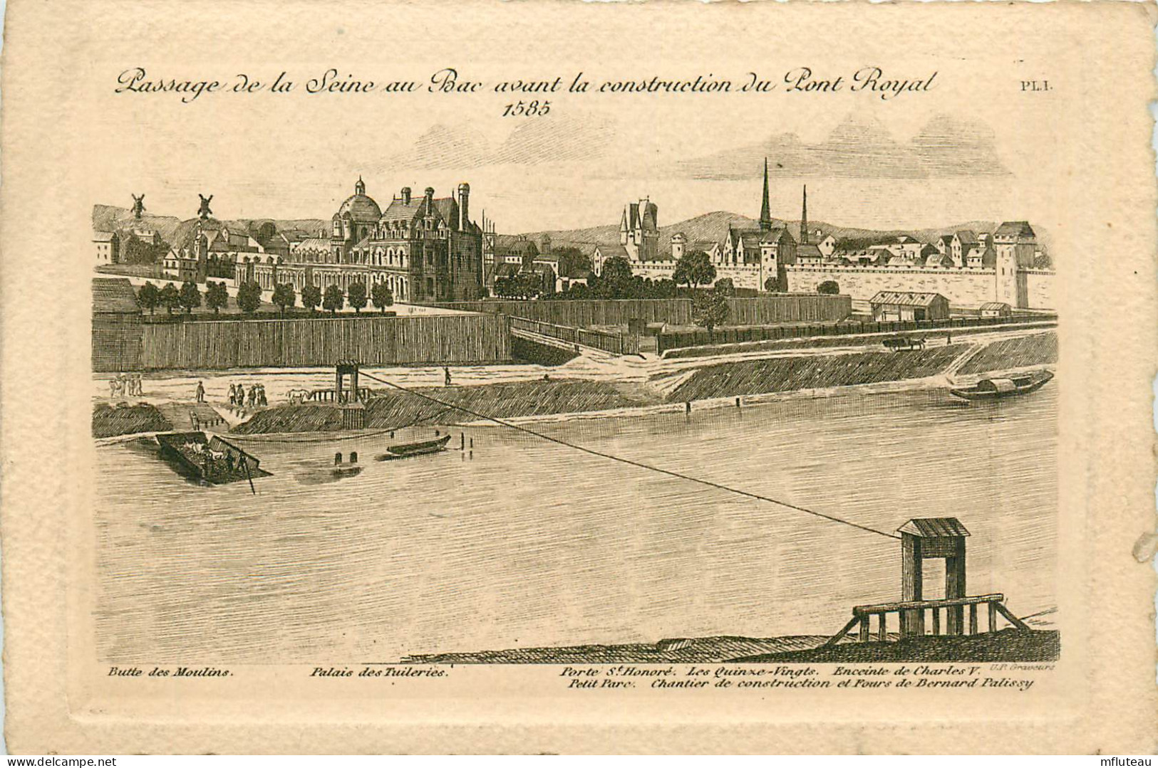 75* PARIS (5)   Passage De La Seine Au Bac 1585 (dessin)  RL27,0272 - District 05