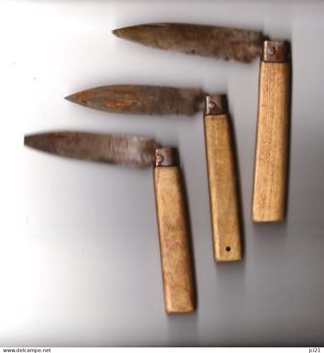 Lot De 3 Couteaux Manche Bois Portuguais Lames " Domingos Et DNM Palacoulo " _Di570 - Knives