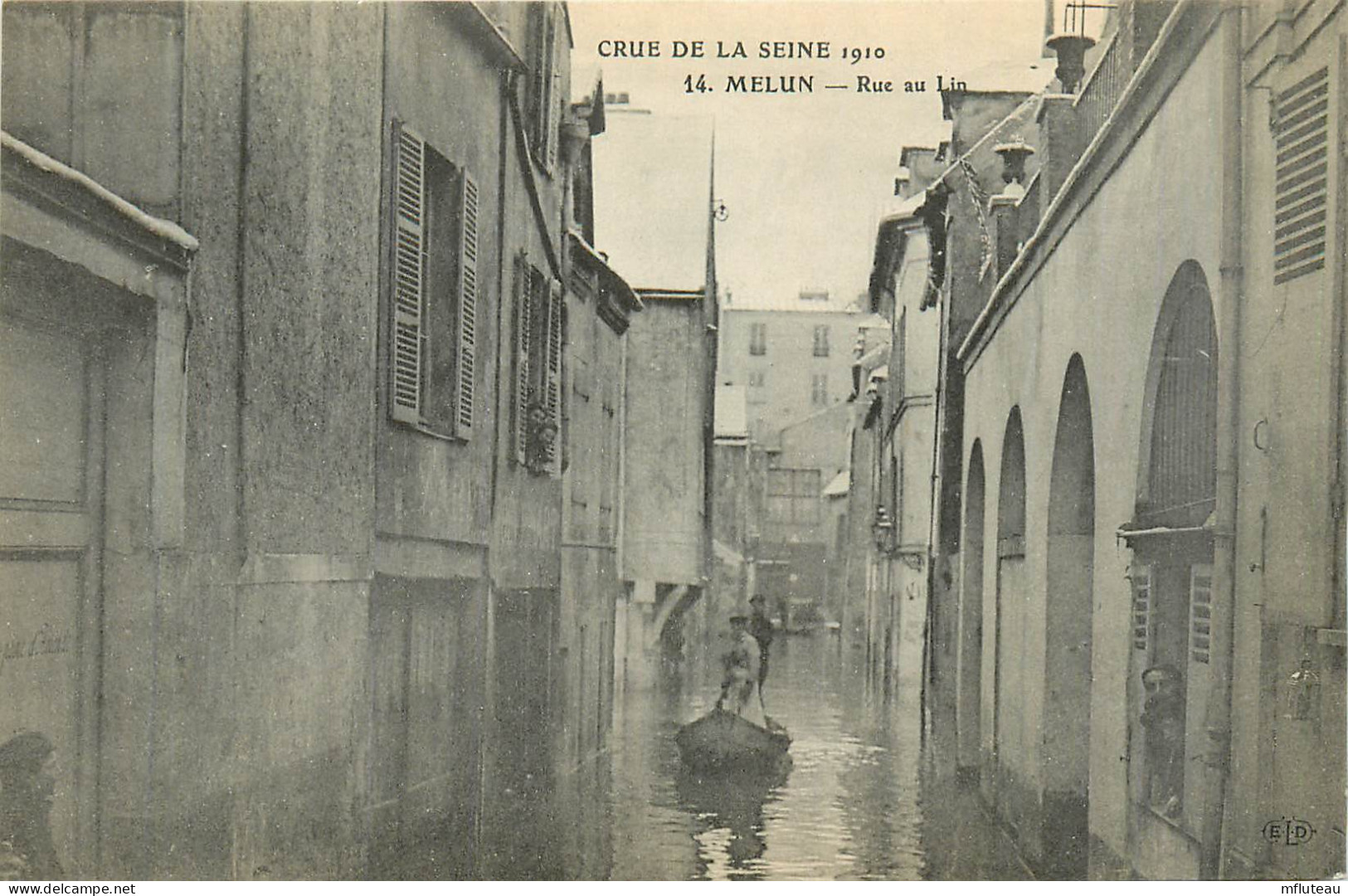 77* MELUN Crue  1910    -  La Rue Au Lin   RL27,1783 - Melun