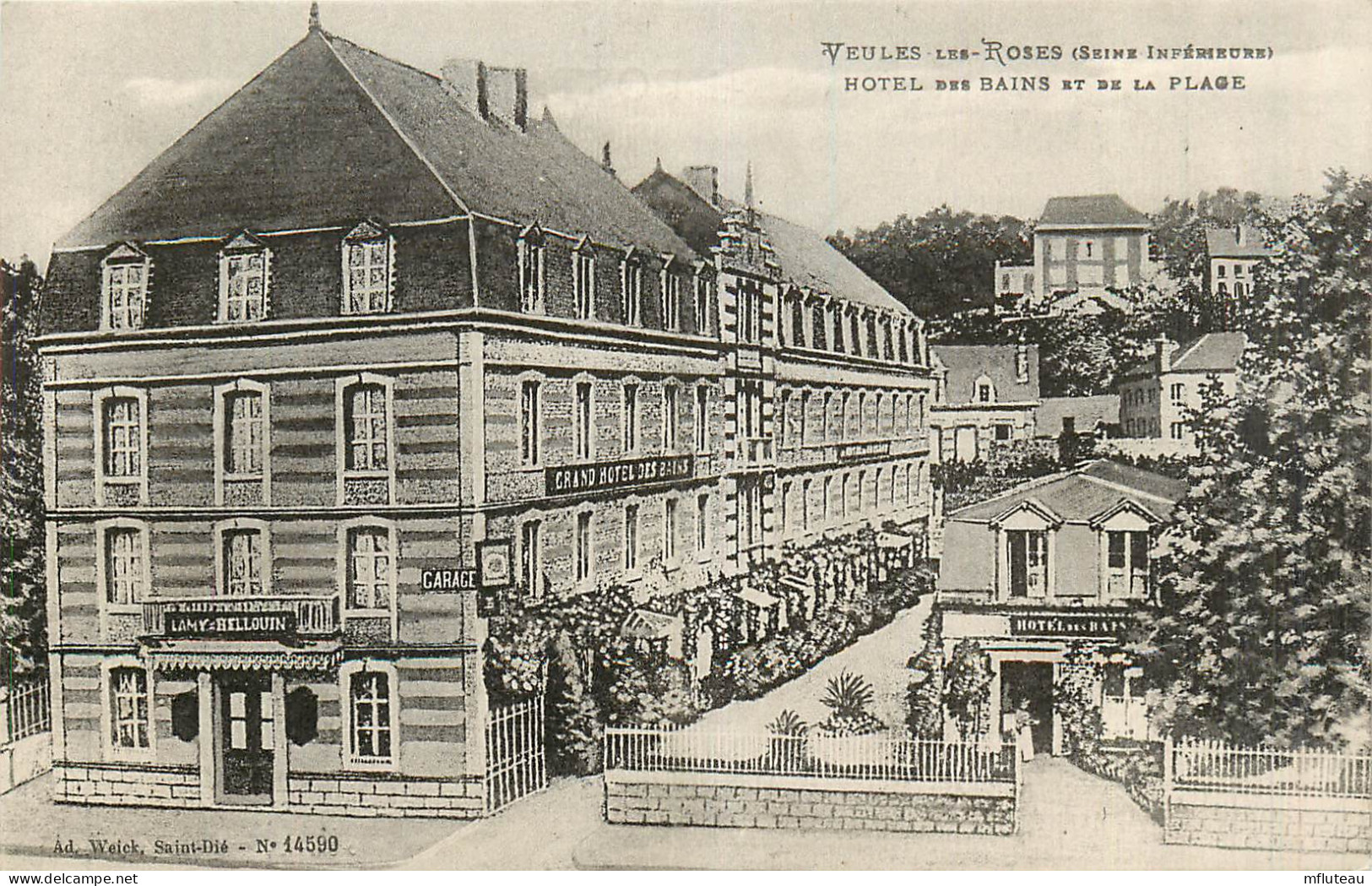 76* VEULES LES ROSES    Hotel Des Bains Et De La Plage (dessin)     RL27,1512 - Veules Les Roses