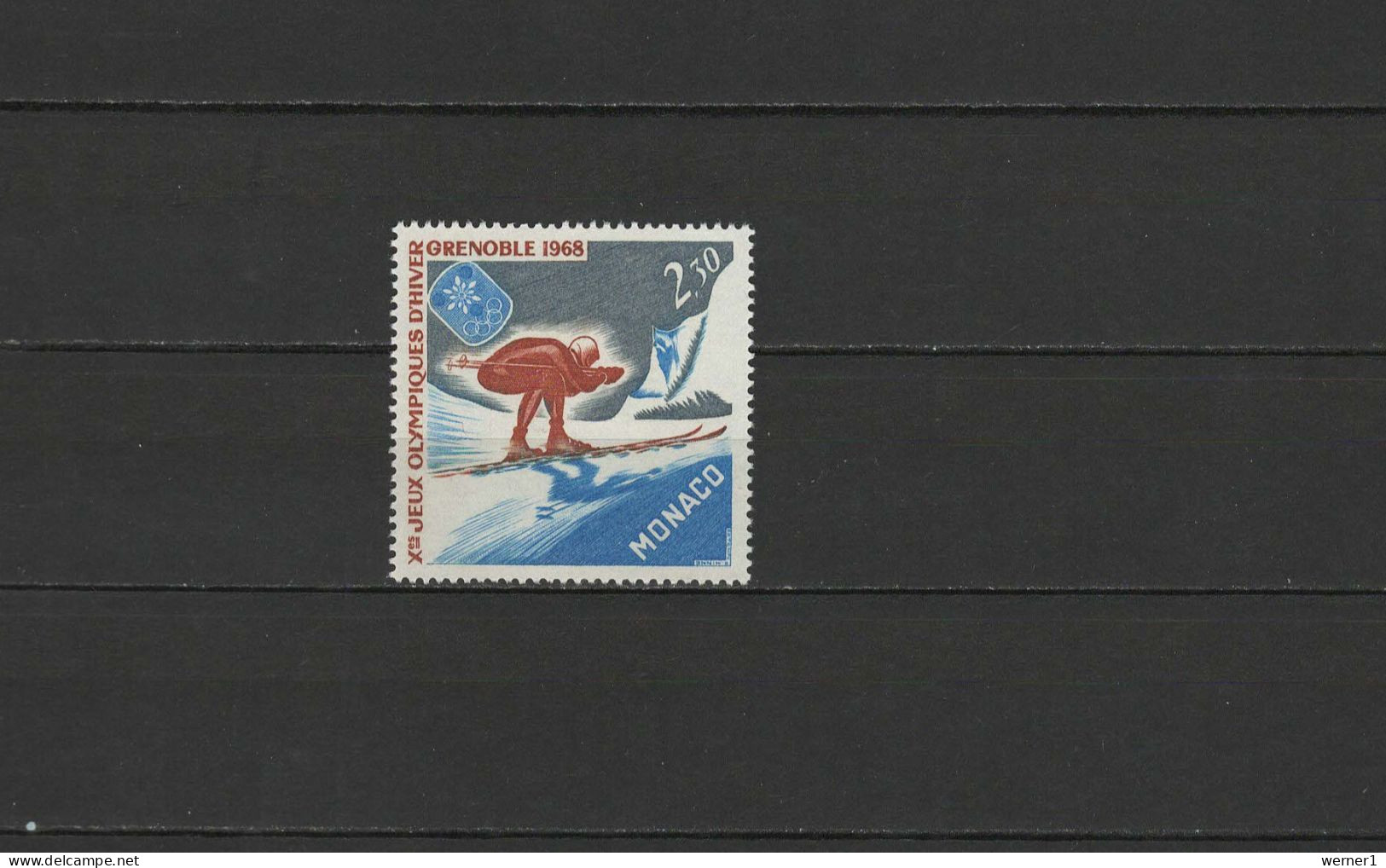 Monaco 1968 Olympic Games Grenoble Stamp MNH - Hiver 1968: Grenoble