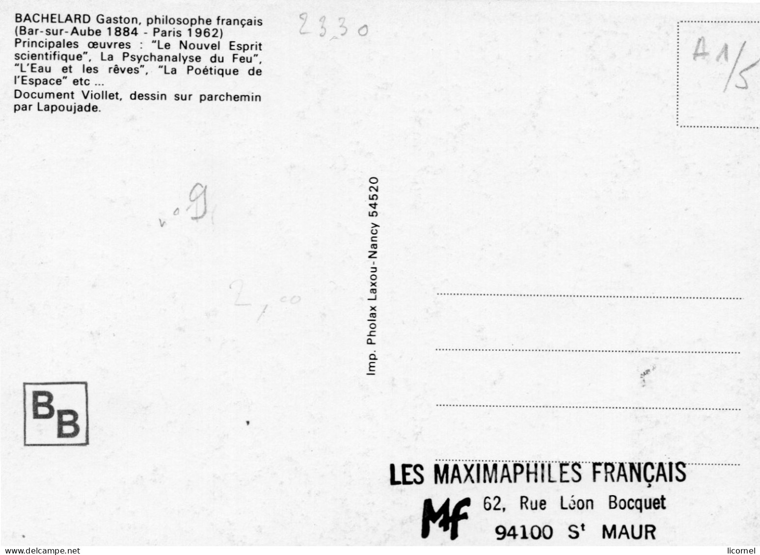 Cartes Maxi  1984  Premier Jour/ GASTON BACHELARD - 1980-1989