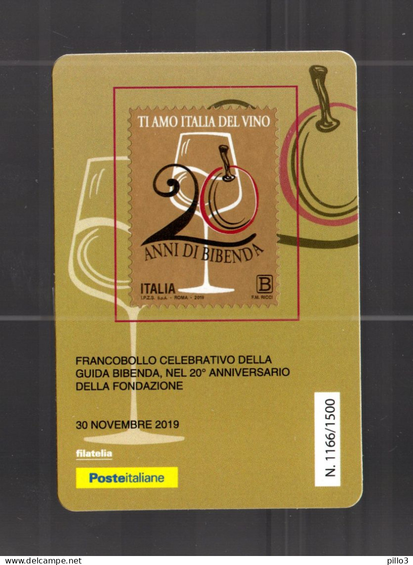 ITALIA  :  Tessera Filatelica - 20° Della Fondazione Di BIBENDA - 1500 Pz. - 30.11.2019 - Philatelic Cards