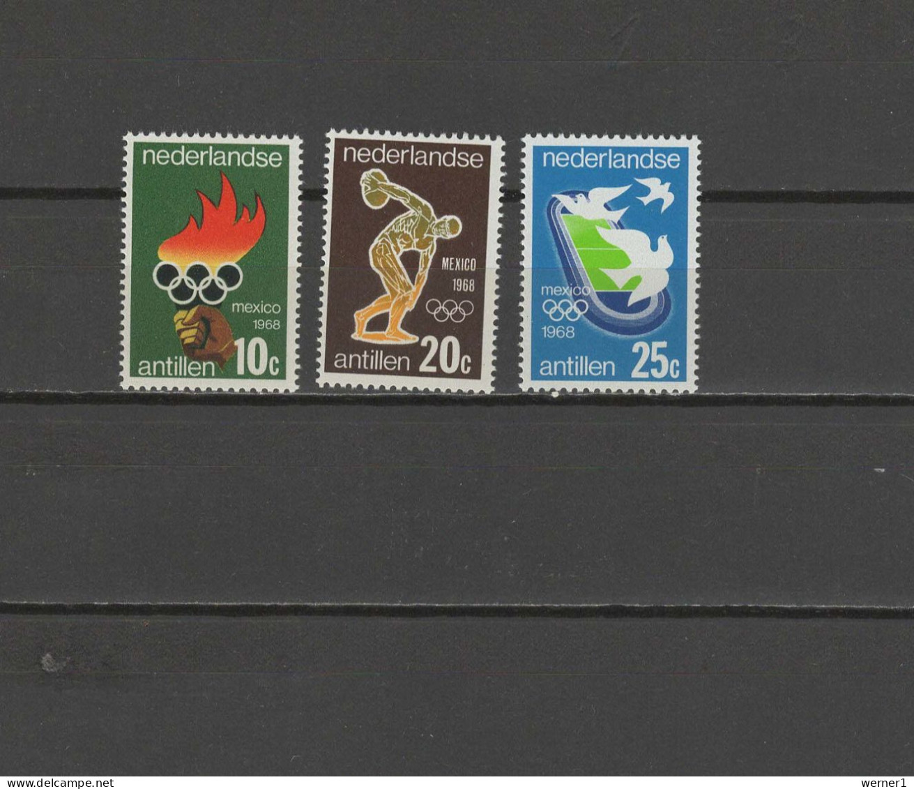 Netherlands Antilles 1968 Olympic Games Mexico Set Of 3 MNH - Ete 1968: Mexico