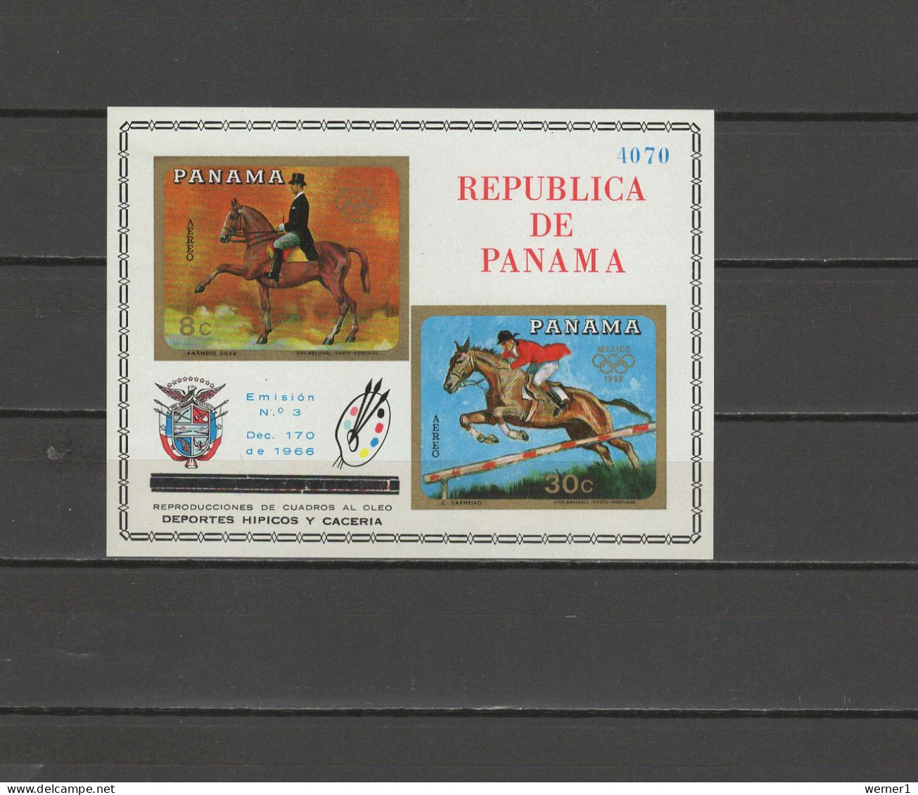 Panama 1968 Olympic Games Mexico, Equestrian S/s MNH - Ete 1968: Mexico