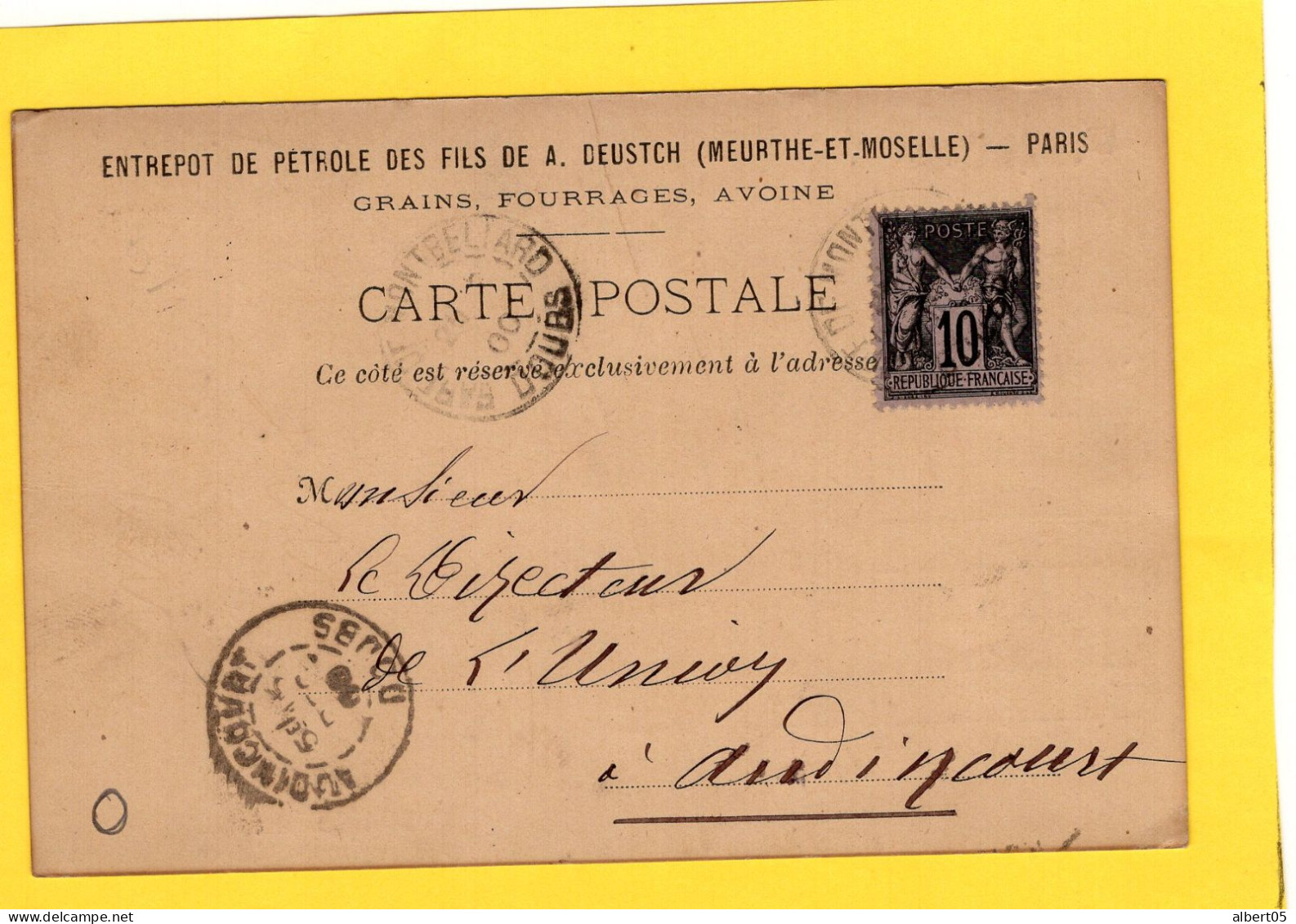 25 - Montbéliard - Carte Postale Commerciale F. Küss  Graines - Fourrages - Avoine - Montbéliard