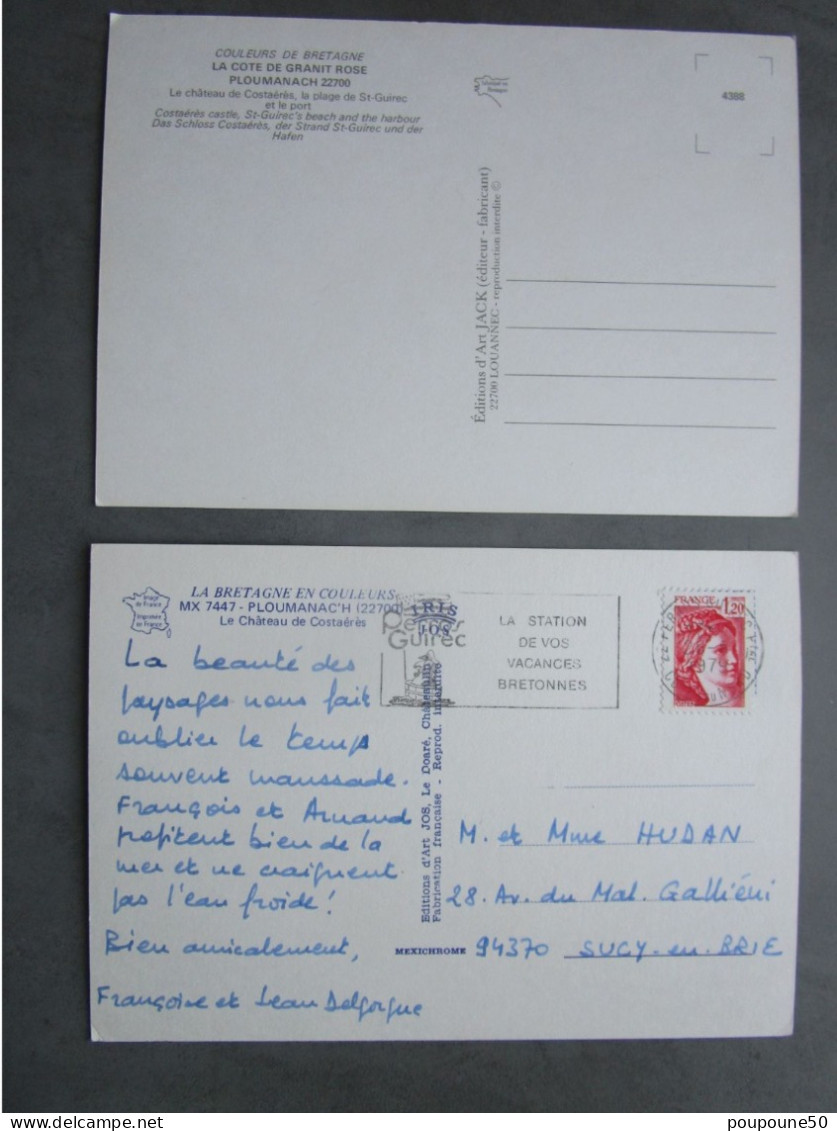 CP 22 PLOUMANAC'H Ploumanach  - LOT DE 2 CARTES POSTALES - Le Château Costarérès - Ploumanac'h