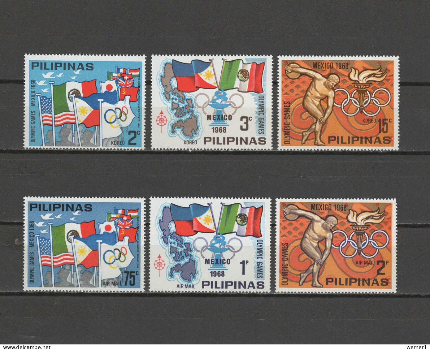 Philippines 1968 Olympic Games Mexico 6 Stamps MNH - Summer 1968: Mexico City