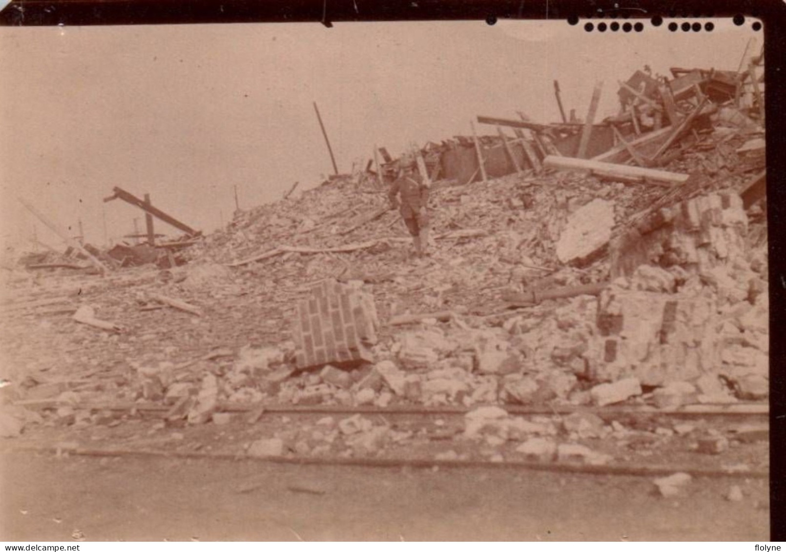 Flavy Le Martel - Photo Ancienne Originale - Une Vue Du Village Bombardé En 1917 - WW1 - 8,5x6cm - Other & Unclassified