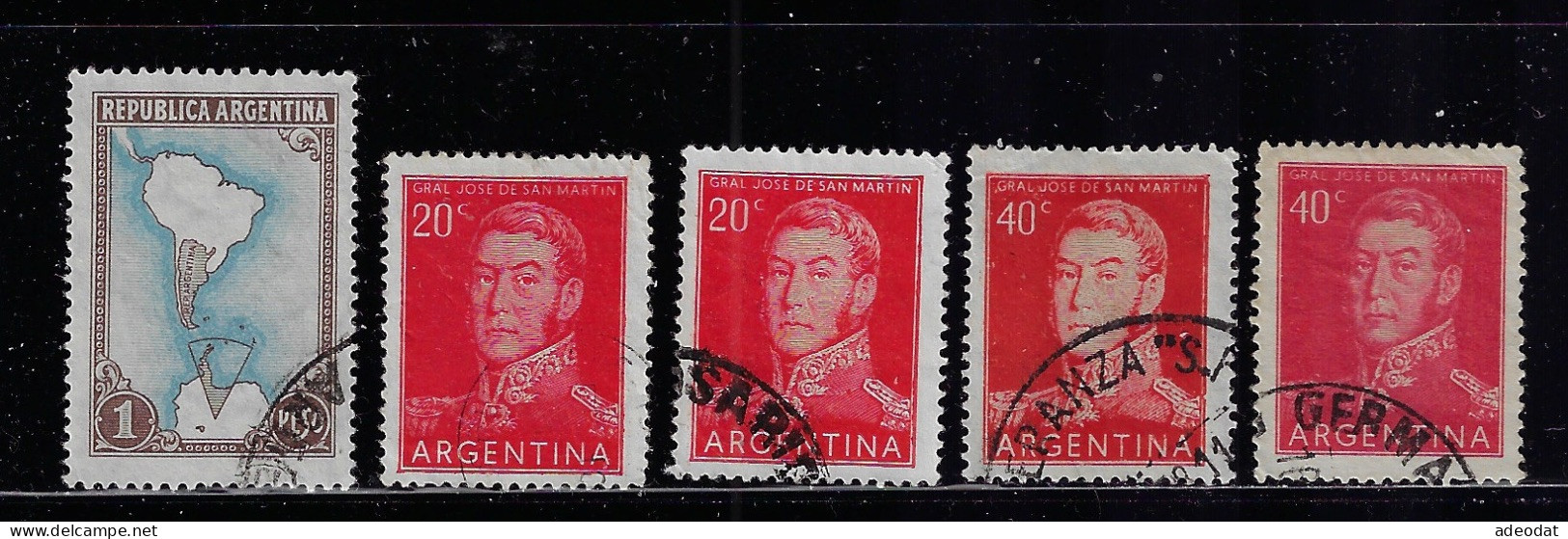 ARGENTINA  1951-54  SCOTT #594,628-631  USED - Gebraucht